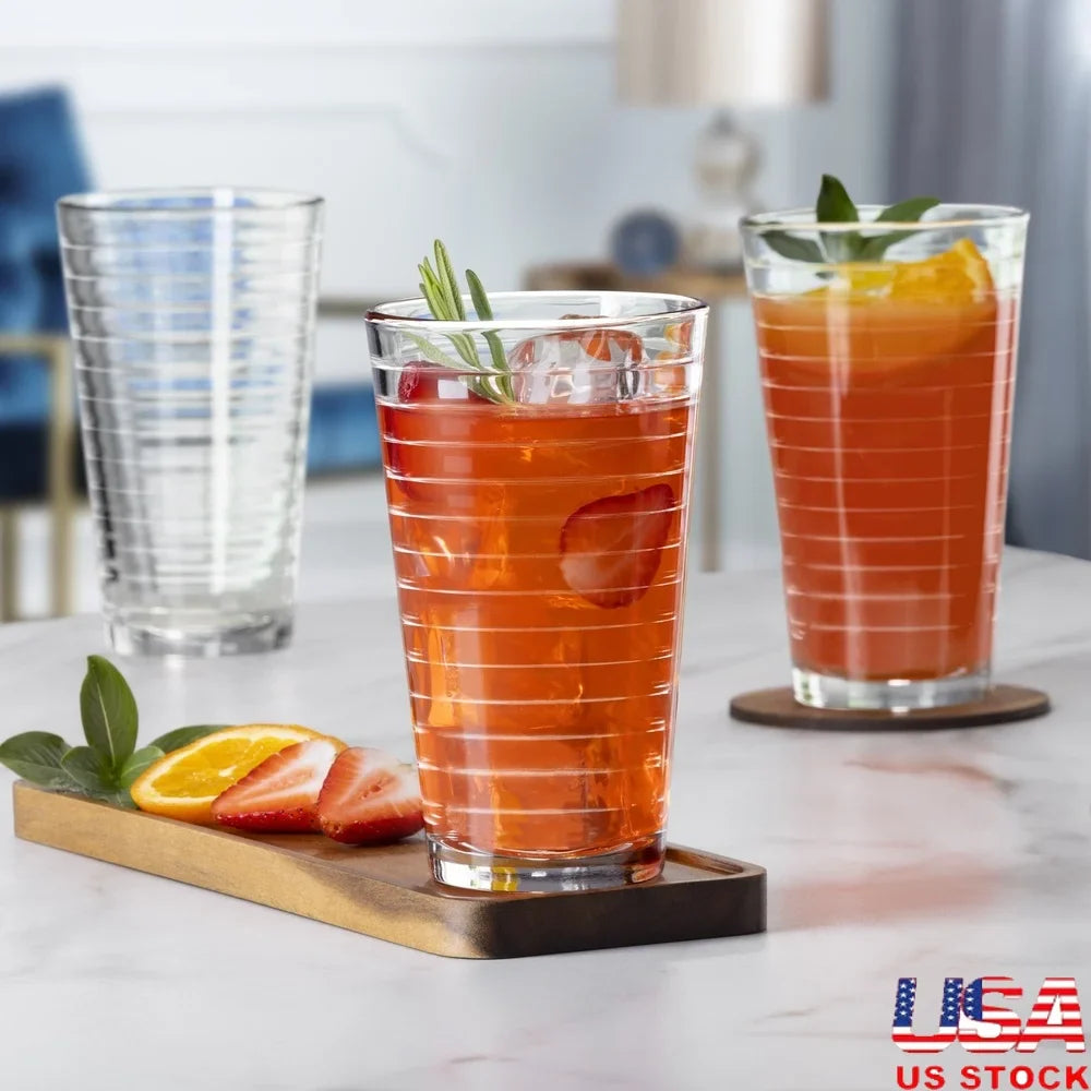 8-Piece Drinkware Set High-Quality Drinking Glasses Stackable Durable Dishwasher Safe Perfect Parties Home Bar Family Gatherings