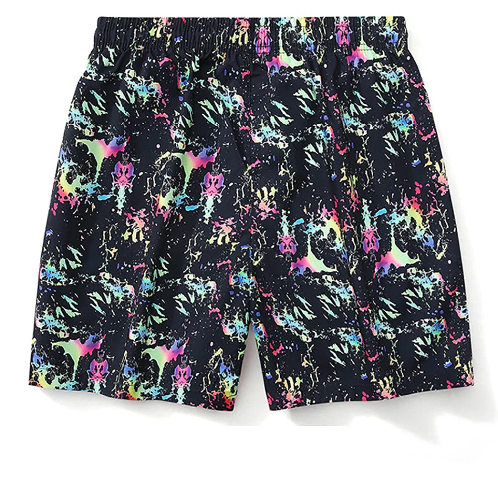 Summer Striped Beach Pants New Graffiti 3d Beach Shorts Outdoor Quick Dry Men's Ice Silk Beach Pants Summer Thin Casual Shorts