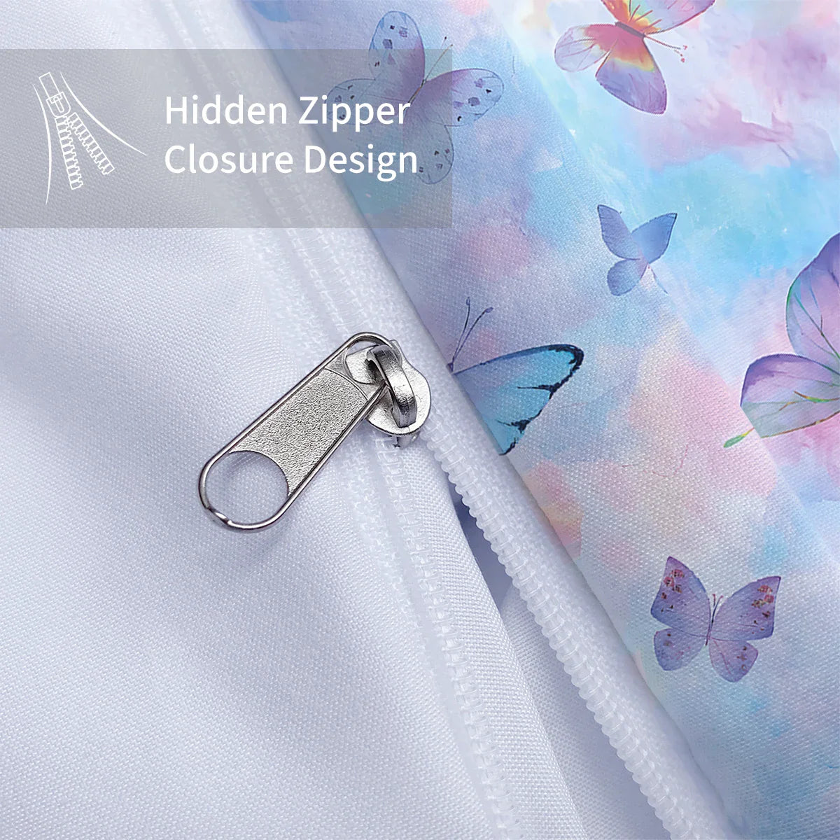 3pcs watercolor purple butterfly printed bedding set, soft and comfortable, for women bedroom, queen, king and twin bed