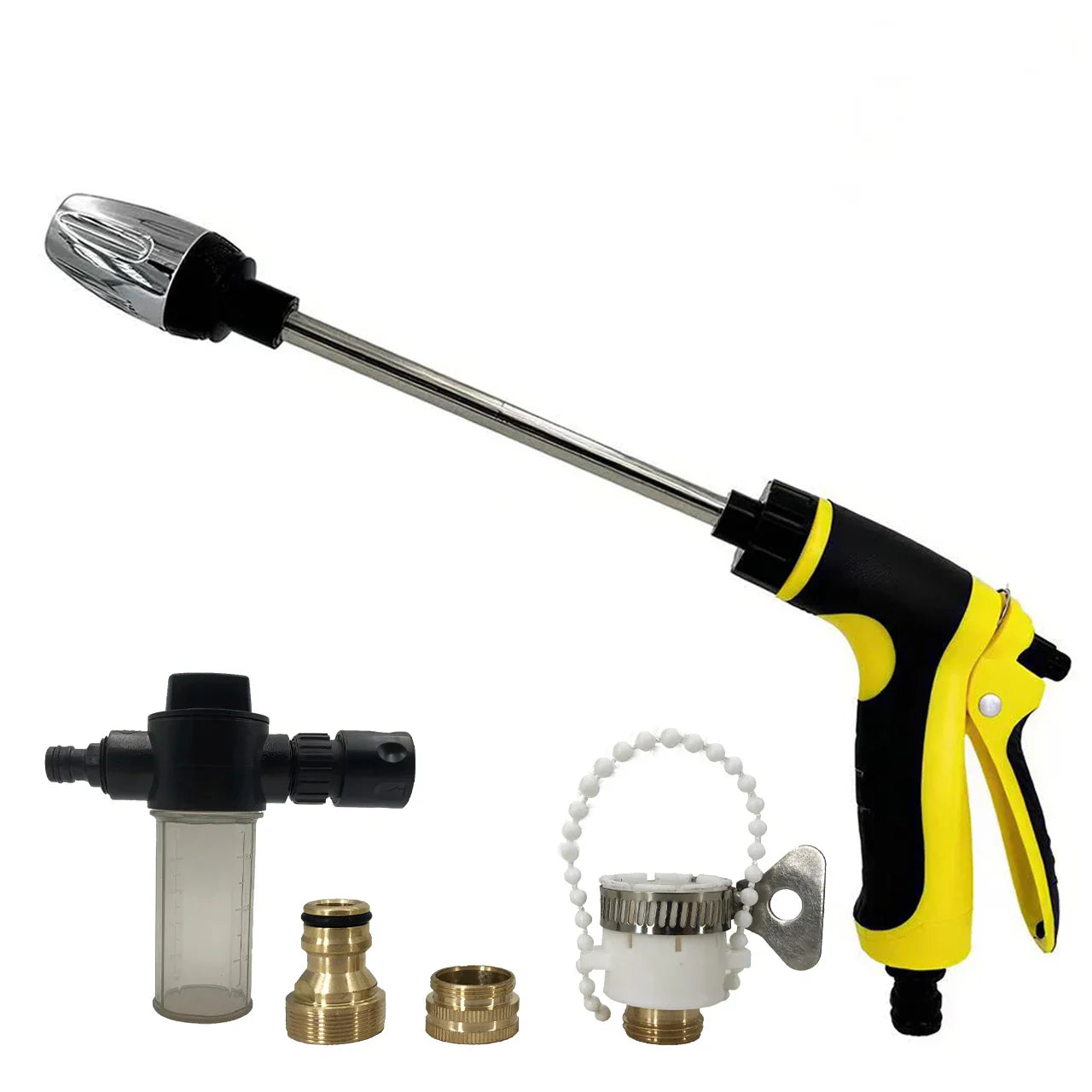 High Pressure Long Pole Car Wash Water Gun, Household Car Wash Tool, Metal Extension Pole, Rubber Coating, Gardening Tool