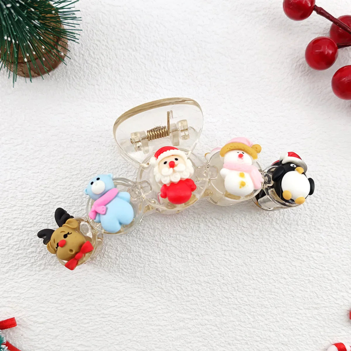 Christmas Transparent Acrylic Hair Clip New Cute Large Hair Claw Barrettes Santa Claus Hairpin Hair Accessories Headwear