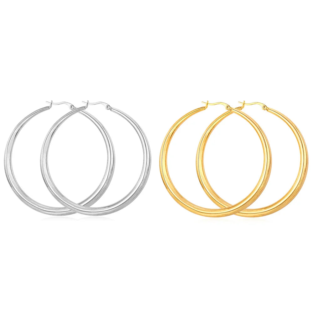 U7 Hyperbole Big 62mm Hoop Earring for Women Stainless Steel Air-corn Light Weight 18g/Pair Daily Jewelry QC24