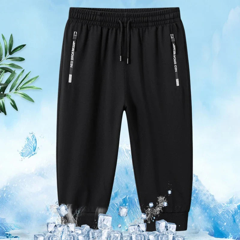 Summer Men Zipper Pocket Shorts Ice Silk Running Gym Sport Shorts Quick Dry Beach Short Pant Fitness Jogging Casual Sportswear