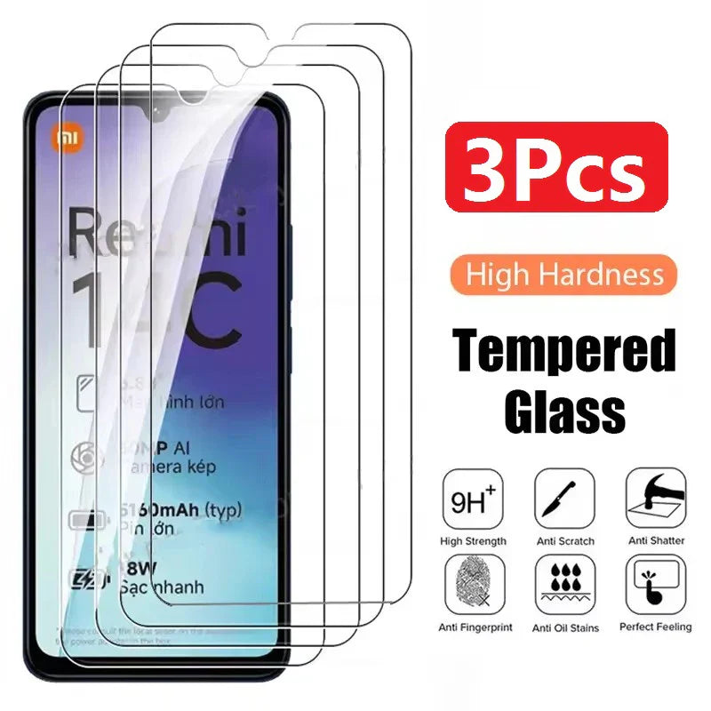 3Pcs HD Tempered Glass For Xiaomi 14C 13 13C 12 12C 5G Full Cover Screen Protector