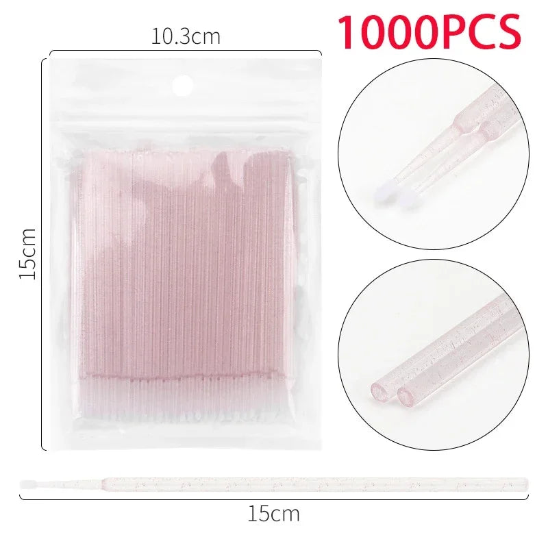 500/1000PCS Eyelash Cleaning Brush Highly Colorful Crystal Brush Eyelash Micro Brush Beauty Makeup Clean Remover Tool Wholesaler