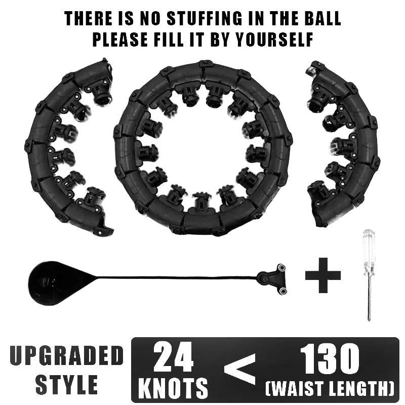 24 Section Adjustable Smart Weighted Sport Hoop Weight Loss Massager Abdomen Thin Waist Fitness Ring Indoor Fitness Equipment