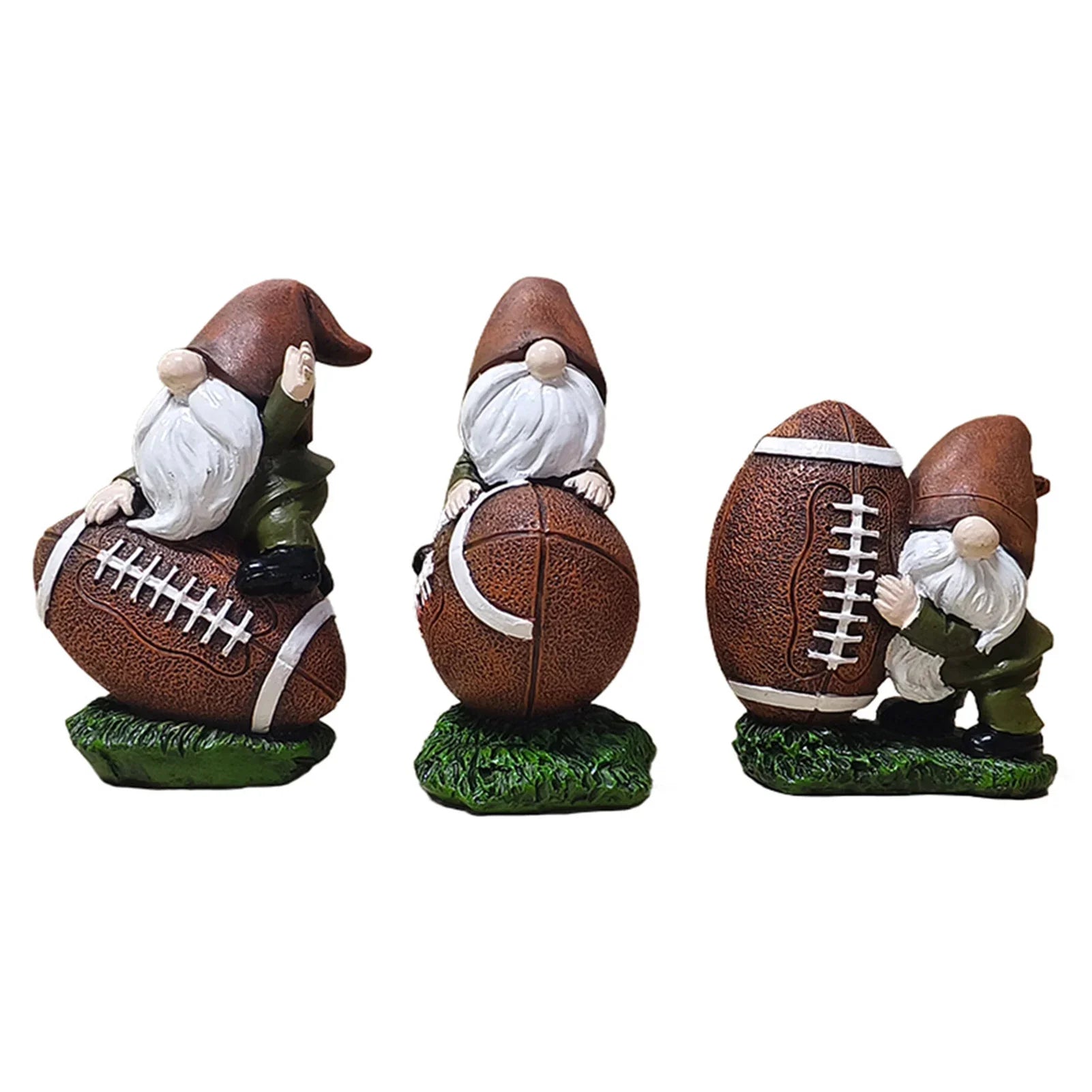 3pcs Rugby Gnome Statue Resin Decoration For Super Bowl Indoor Outdoor Garden Table Miniature Ornament 10.5x6.5x4.5cm