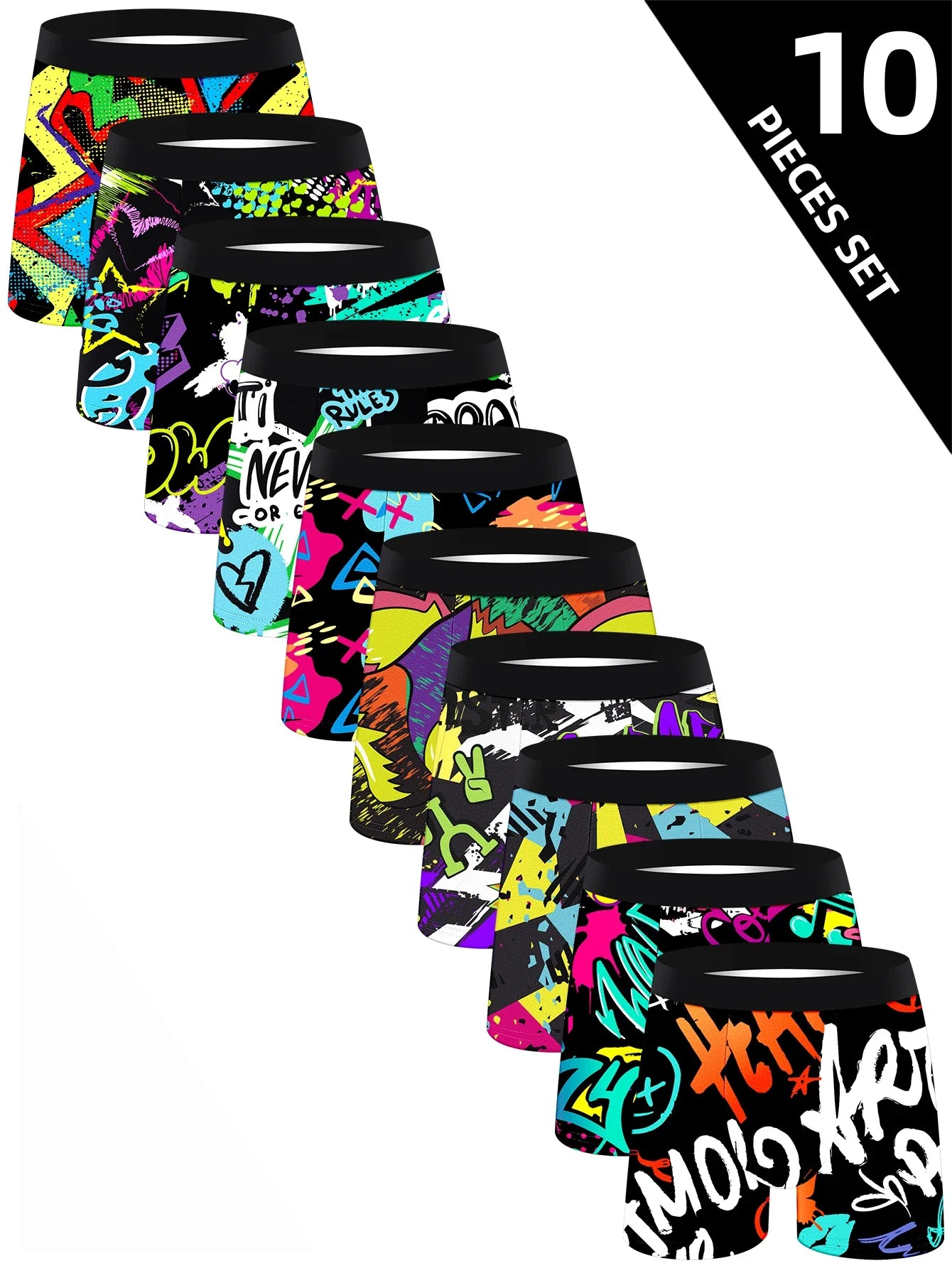 10Pcs Men'S Underwear Soft Comfortable Loose Skin-Friendly Men'S Long Boxers Briefs Trendy Colorful Fashionable Men'S Pants