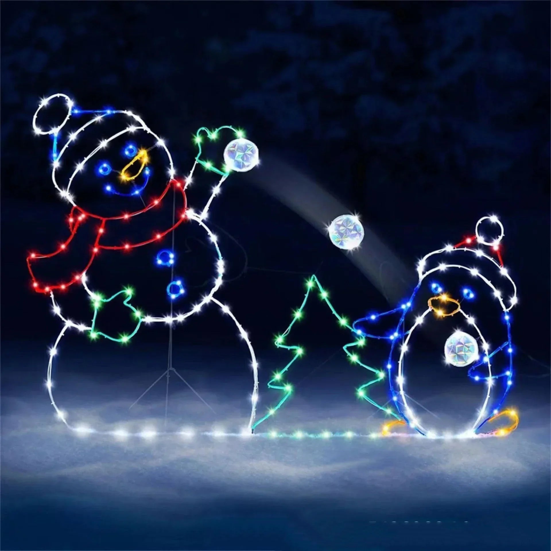 Solar Powered Animated Snowball Light LED Glowing Snowman Christmas Waterproof for Outdoor Garden Yard Xmas Ornament Gift Idea