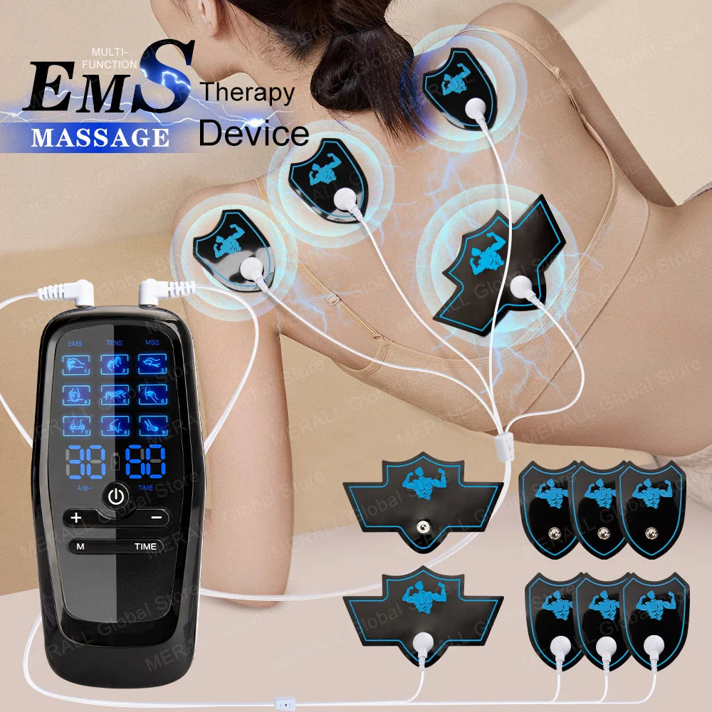 Professional Tens Electric Stimulation Massager Muscle EMS Therapy Pain Relief Adjustable Lightweight LCD Display Body Massager