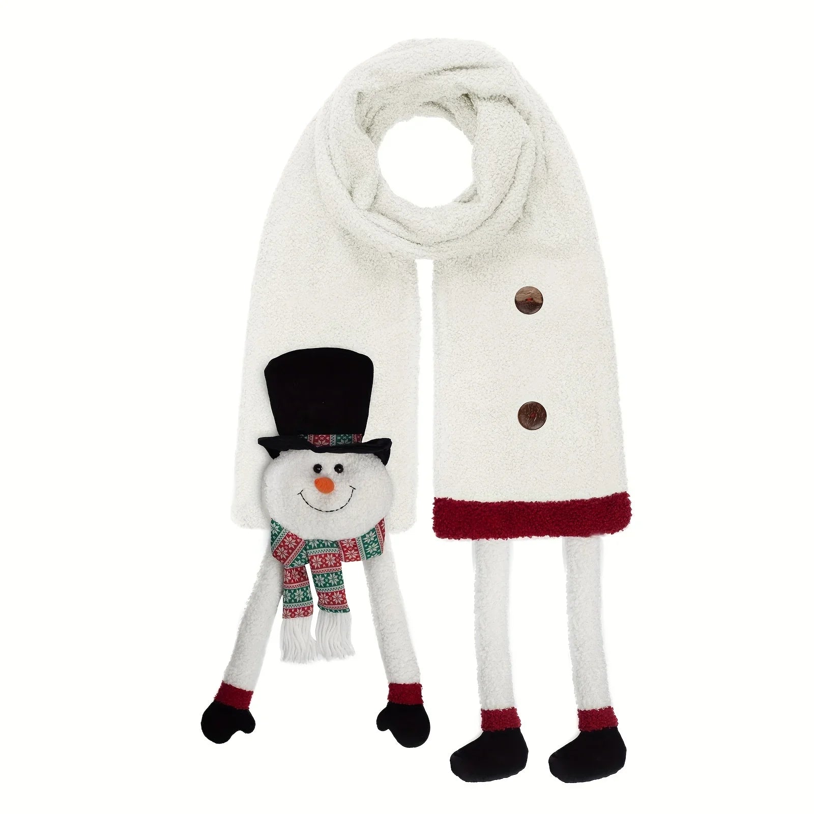 Women's Christmas Scarf Plush Warm Soft Extra-Long Snowman Santa Claus Reindeer-Patterned Scarves Winter Fashion Shawls