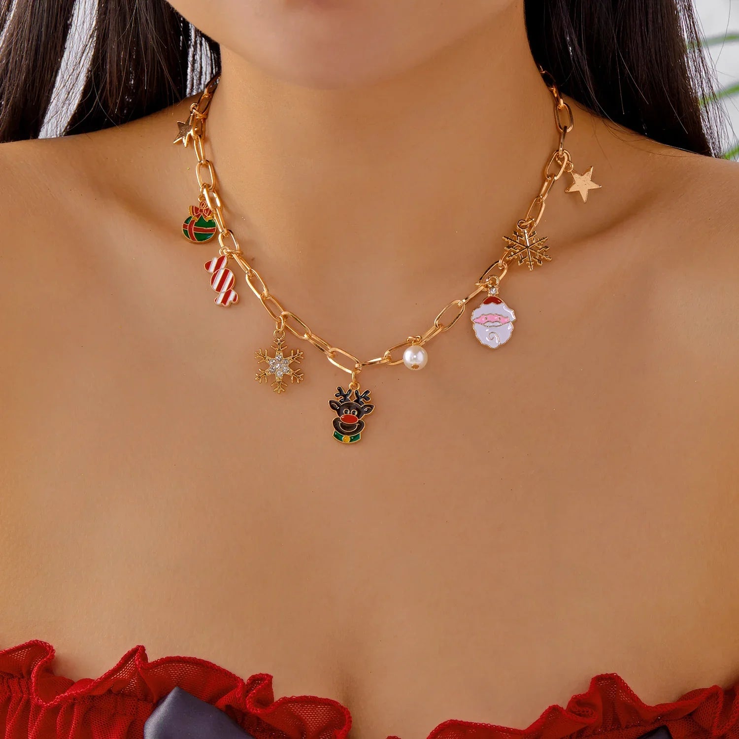 Cute Nutcracker Soldier Pendant Earrings For Women Shiny Rhinestone Imitation Pearl Elegant Earrings Christmas New Year Jewelry